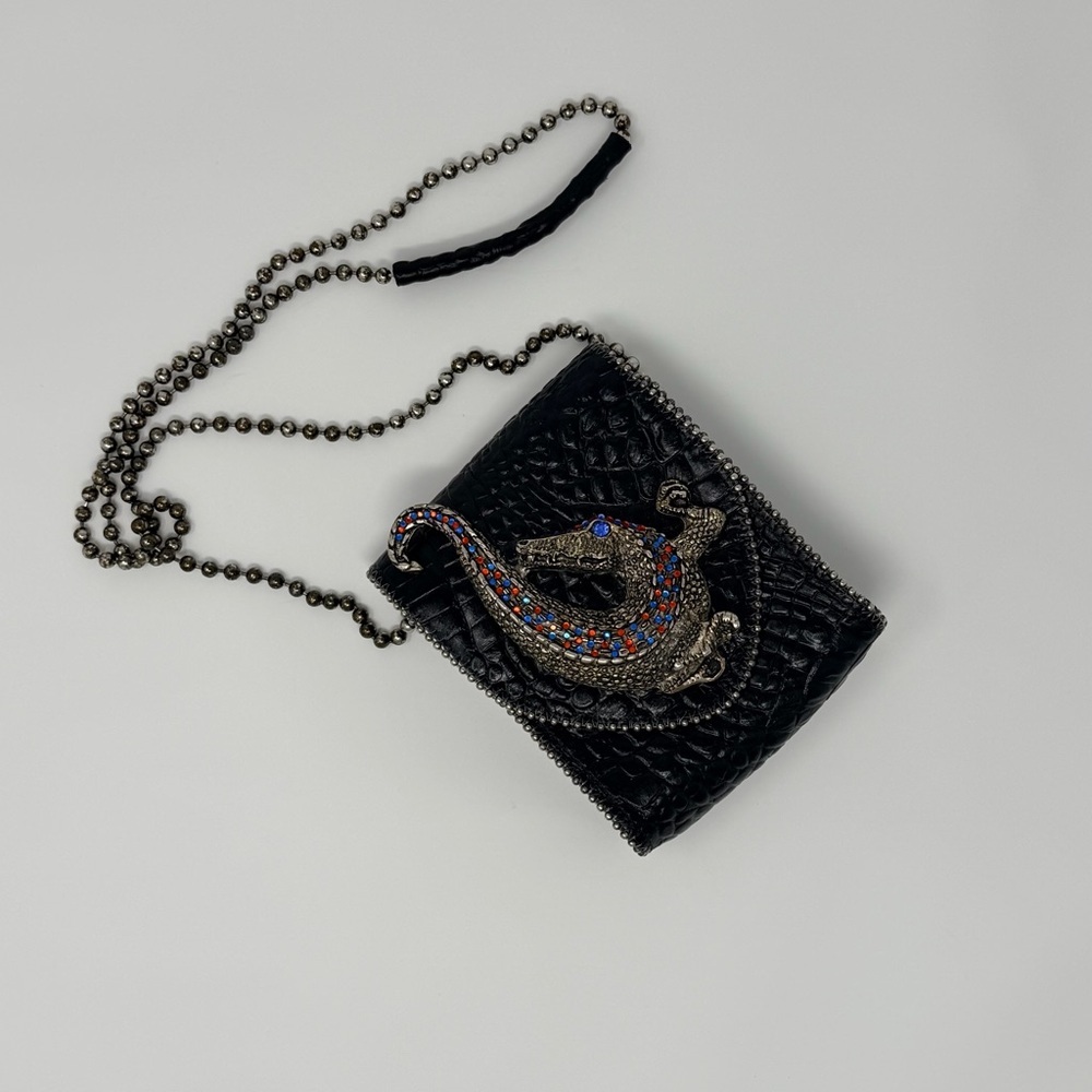 Incredible Crocodile Leather and Embellished Bejeweled Crossbody Bag - Picture 2 of 6